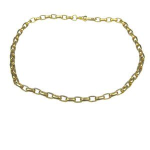 Link Chain Necklace 16 in Goldtone Fob Clasp Closure Choker Collar